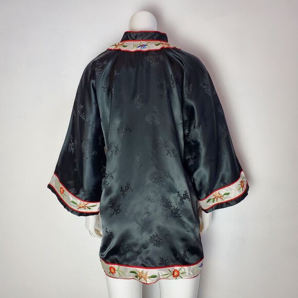NEW Vintage 70s Golden Bee Chinese Black Silk Jacket - Picture 3 of 9